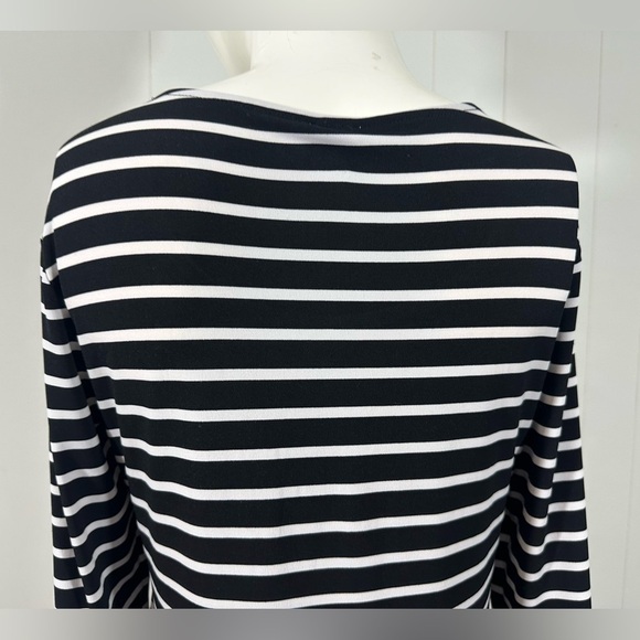 Chicos Women's Black & White Stripe Dress Long Sleeve Sz 0/ Small 3/4 Sleeve - Picture 6 of 10